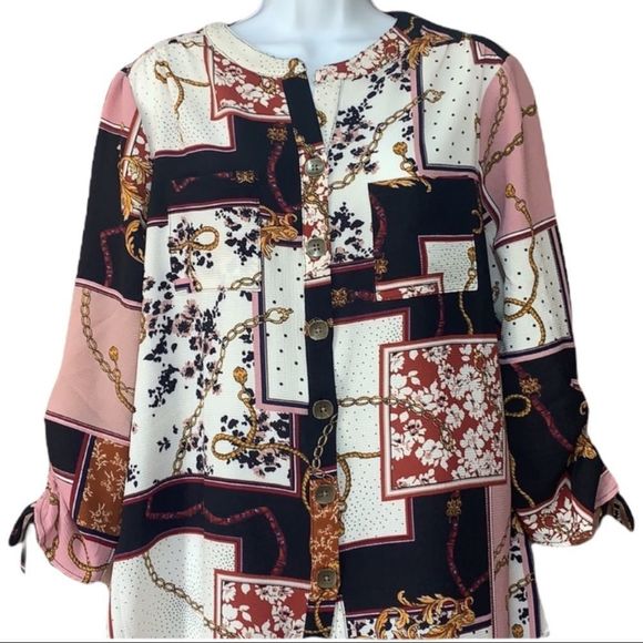 New Directions Tie Sleeve Top Tunic NWT - Picture 2 of 5